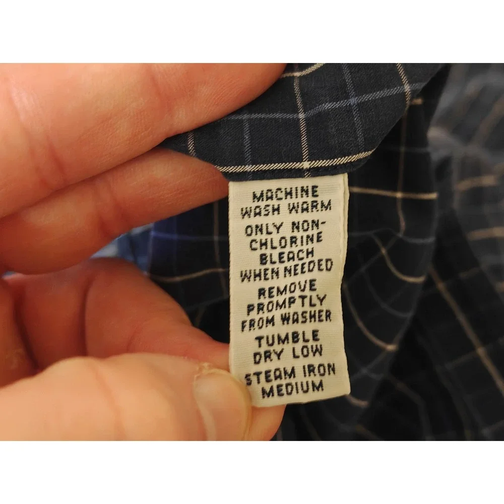 Polo‎ Ralph Lauren Blake Mens XL Navy Blue Grid Check Button Down Shirt Cotton